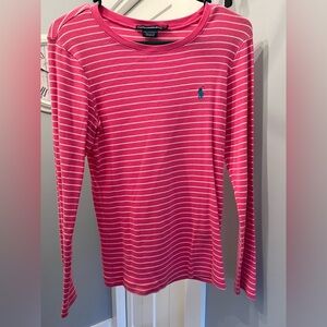 Ladies Ralph Lauren pink stripe long sleeve top